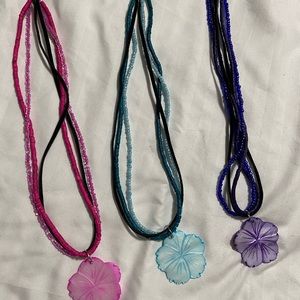 Set of 3 corded/beaded beach necklaces